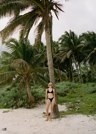 Mango Ribbed Bikini Bottom Black In Noir