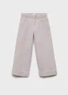 Shop Mango Culotte Jeans With Seam Detail Light/pastel Purple