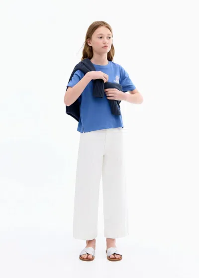 Mango Kids' Culotte Jeans With Seam Detail White
