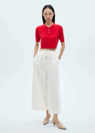 Mango Culotte Trousers With Pockets White