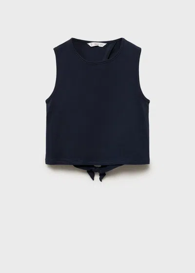 Mango Kids' Cut-out Back Crop T-shirt Navy In Blue