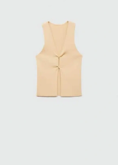 Mango Cut-out Detail Top Beige