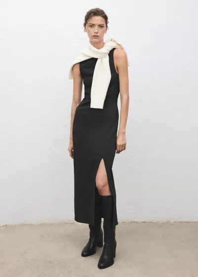 Mango Cut-out Ruched Dress In Black