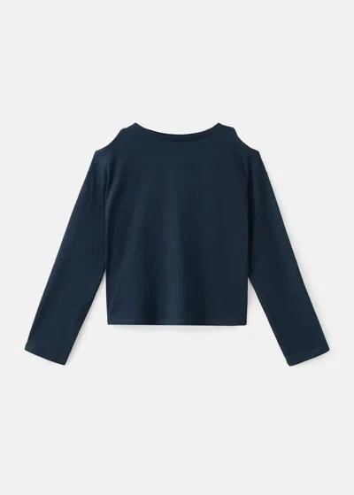 Mango Kids' Cut-out T-shirt Navy In Blue