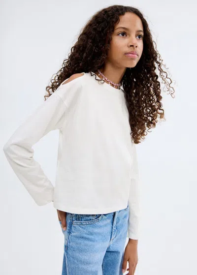 Mango T-shirt Cut Out Blanc Cassé - Enfants - 13-14 Ans -  Kids In White