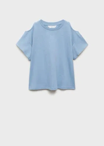 Mango Kids' Cut-out T-shirt Sky Blue