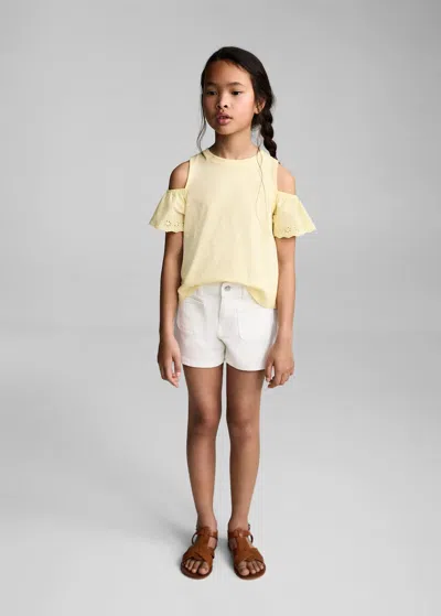 Mango Kids' Cut-out T-shirt Yellow