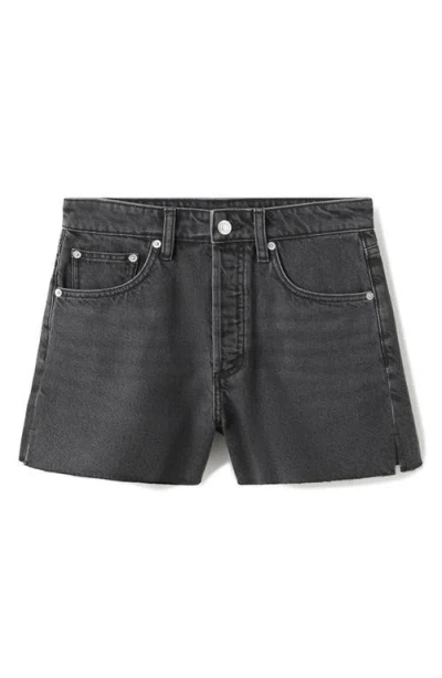 Mango Cutoff Denim Shorts In Black