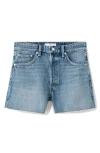 Mango Cutoff Denim Shorts In Blue