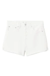 Mango Cutoff Denim Shorts In White