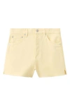 Mango Cutoff Denim Shorts In Yellow