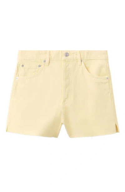 Mango Cutoff Denim Shorts In Yellow