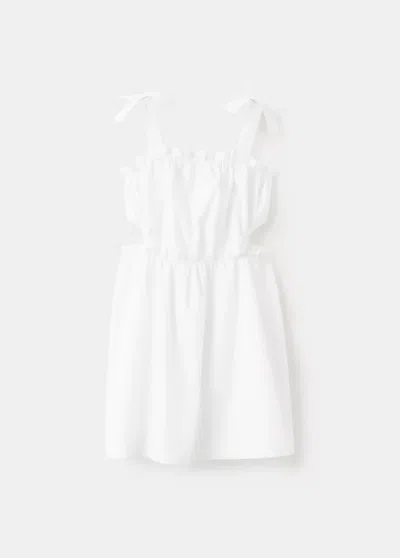 Mango Kids' Cutout Cotton Dress In White