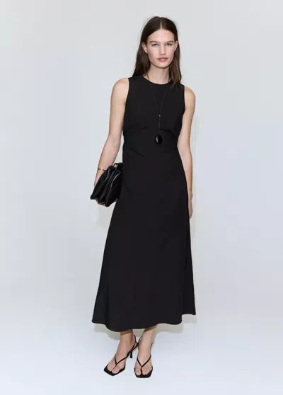 Mango Cutout Dress With Ties In Black