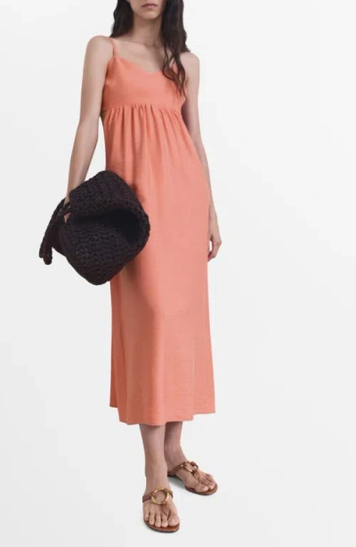 Mango Cutout Midi Dress In Orange