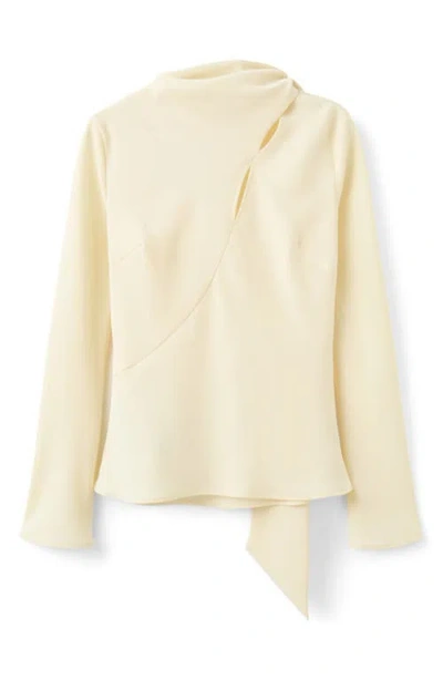 Mango Cutout Seams Scarf Neck Top In Yellow