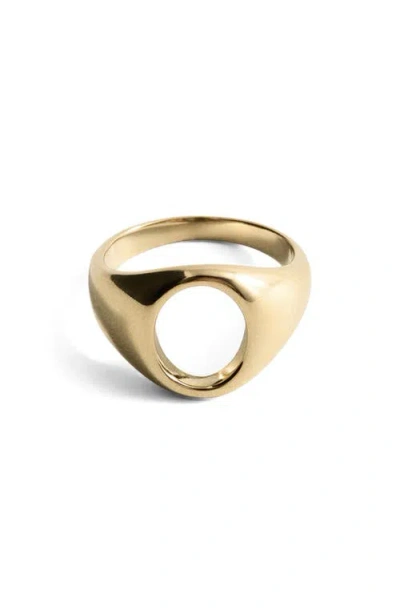 Mango Cutout Signet Ring In Gold
