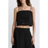Mango Cutwork Trim Crop Top In Black