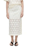 Mango Daisy Appliqué Midi Skirt In Ecru