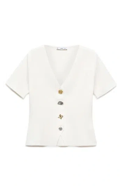 Mango Dali Short Sleeve Cardigan In White
