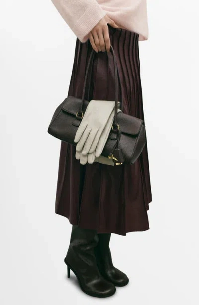 Mango Dalia Pleated Faux Leather Midi Skirt In Burgundy