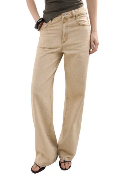 Mango Danila High Waist Wide Leg Jeans In Neutral
