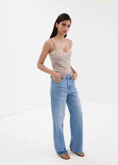 Mango Danila High-waisted Wide Leg Jeans In Medium Blue