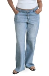 Mango Danila Raw Hem High Waist Wide Leg Jeans In Blue