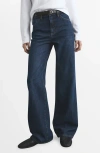 Mango Slant Pocket Mid Rise Wide Leg Jeans In Blue