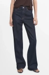 Mango Danila Raw Hem High Waist Wide Leg Jeans In Blue