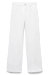 Mango Danila Raw Hem High Waist Wide Leg Jeans In White