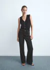 Mango Danila Wide Leg High-rise Jeans Black Denim In Black
