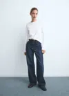 Mango Danila Wide Leg High-rise Jeans Dark Blue In Blue