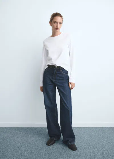 Mango Danila Wide Leg High-rise Jeans Dark Blue