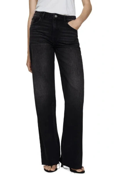 Mango Danila Wide Leg Jeans In Black Denim