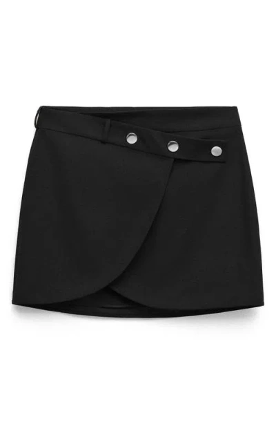 Mango Danita Wrap Front Miniskirt In Black