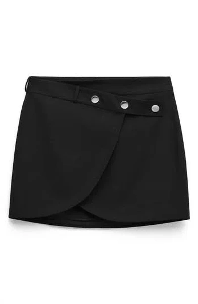 Mango Danita Wrap Front Miniskirt In Black