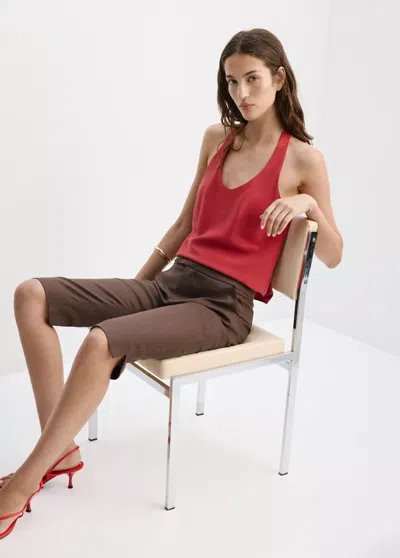 Mango Débardeur En Lyocell À Bretelles In Red