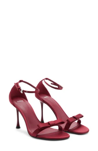 Mango Decorative Bow Ankle Strap Sandal In Red