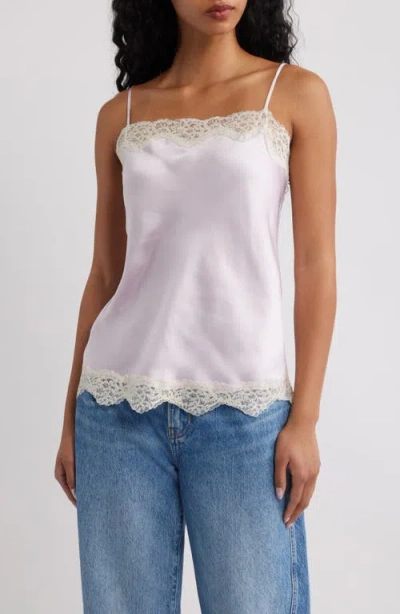 Mango Delicat Satin Lace Trim Camisole In Purple
