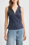 Mango Dena Tie Front Sleeveless Top In Blue