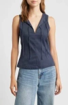 Mango Dena Tie Front Sleeveless Top In Blue