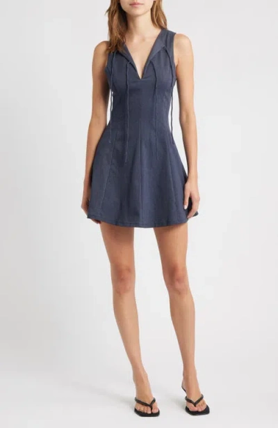 Mango Deni Tie Front Fit & Flare Minidress In Blue