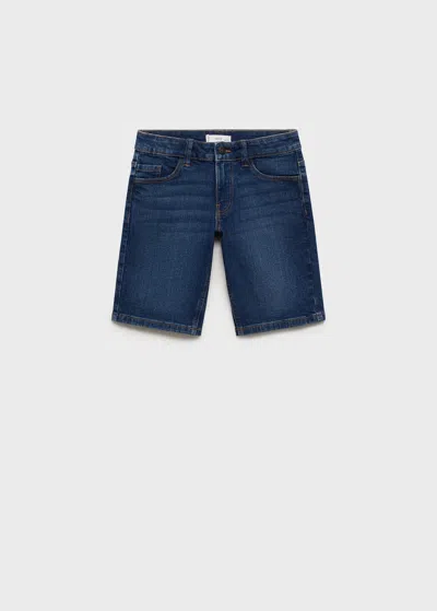 Mango Kids' Denim Bermuda Shorts Dark Blue