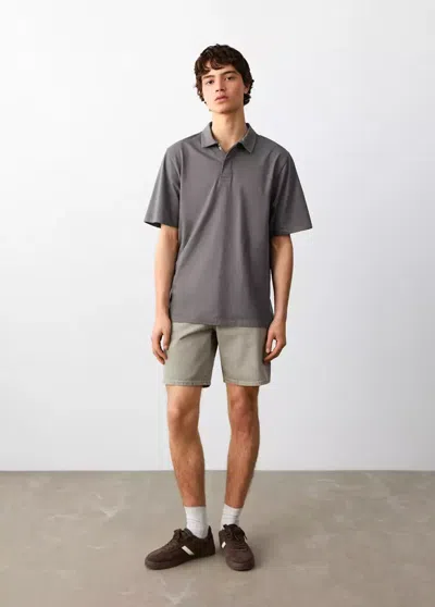 Mango Denim Bermuda Shorts In Gray