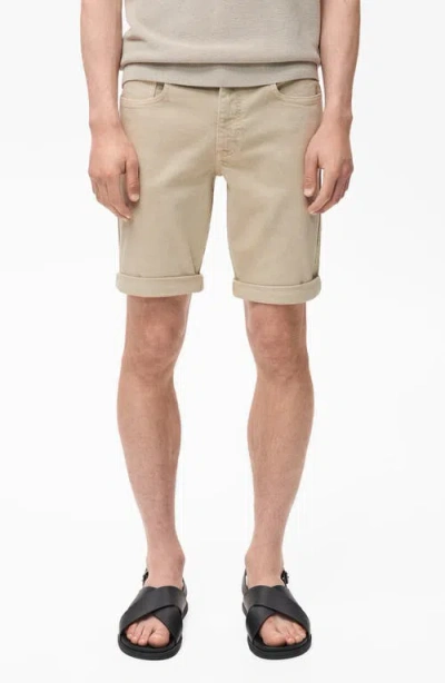 Mango Denim Bermuda Shorts In Neutral