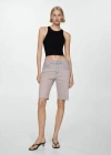 Mango Denim Bermuda Shorts Washed Effect Light Pink In Light Pink