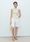 Mango Denim Bermuda Shorts With Frayed Hem