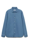 Mango Denim Button-up Shirt In Medium Blue