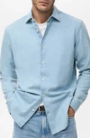 Mango Regular Fit Linen Button-up Shirt In Blue
